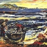 Print Ltd Ed : Ar Thraig an Chlochair; On Clogher Strand by Liam O’Neill: Irish art at The Greenlane Gallery
