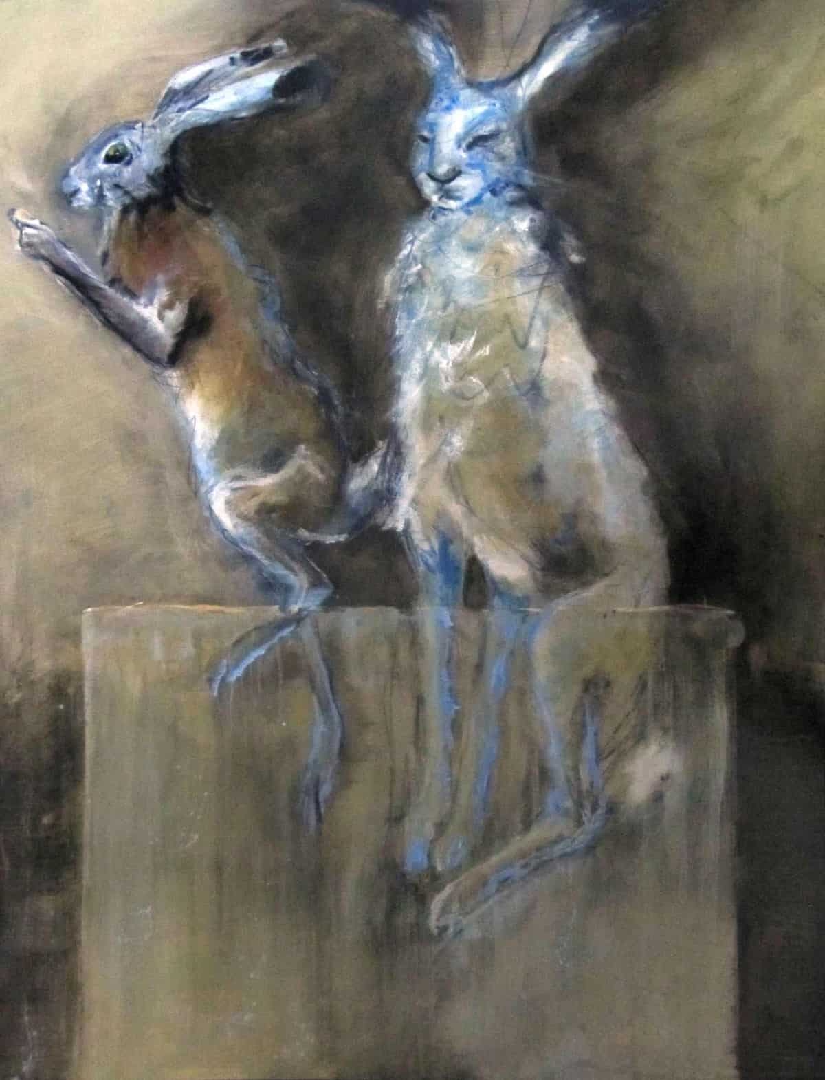 Blue Hares, Oil on Canvas,100x80cm