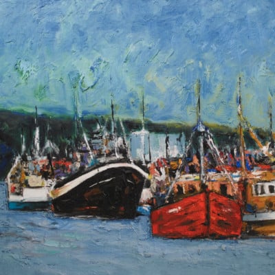 Trawlers, Dingle Pier by Michael Flaherty: Irish Art by Greenlane Gallery Dingle