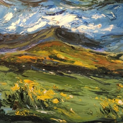 Brandon Mountains Moving with Sly Motion by Michael Flaherty: Irish Art by Greenlane Gallery Dingle
