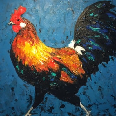 Cockerel I, The Swagger of Domestic Fowl by Michael Flaherty: Irish Art by Greenlane Gallery Dingle
