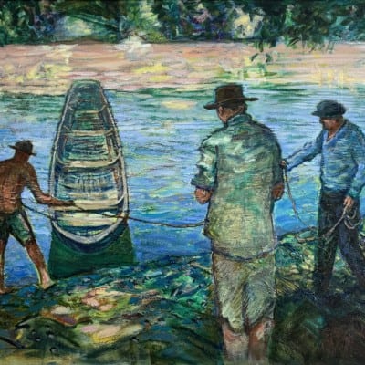On the River Adour, France by Liam Holden: Irish Art by Greenlane Gallery Dingle