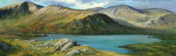 Glamore Lake, Kerry Cork Border, Oil on Panel, 24 x 48 inches, €2400