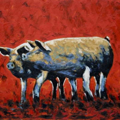 Pigs by Michael Flaherty: Irish Art by Greenlane Gallery Dingle