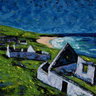 The old village on the Great Blasket Island. by Michael Flaherty: Irish Art by Greenlane Gallery Dingle