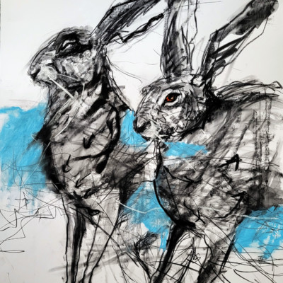 2 Hares by Margo Banks: Irish Art by Greenlane Gallery Dingle