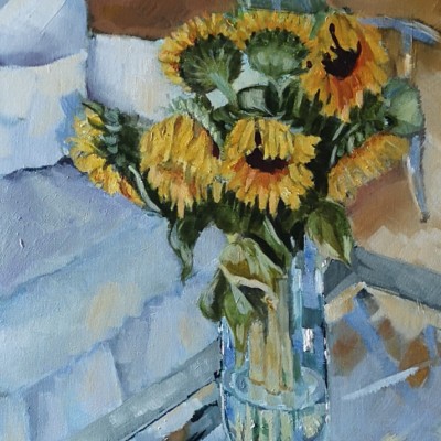 Dying Sunflowers by Denise Hussey: Irish Art by Greenlane Gallery Dingle