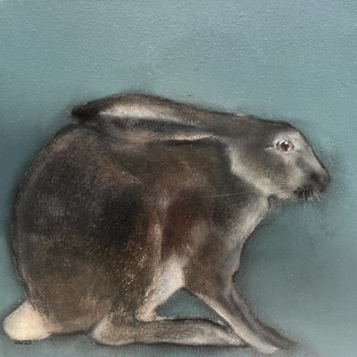 Hare on Blue by Heidi Wickham: Irish Art by Greenlane Gallery Dingle
